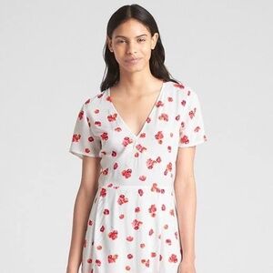 Gap Short Sleeve Floral Print Fit and Flare Dress